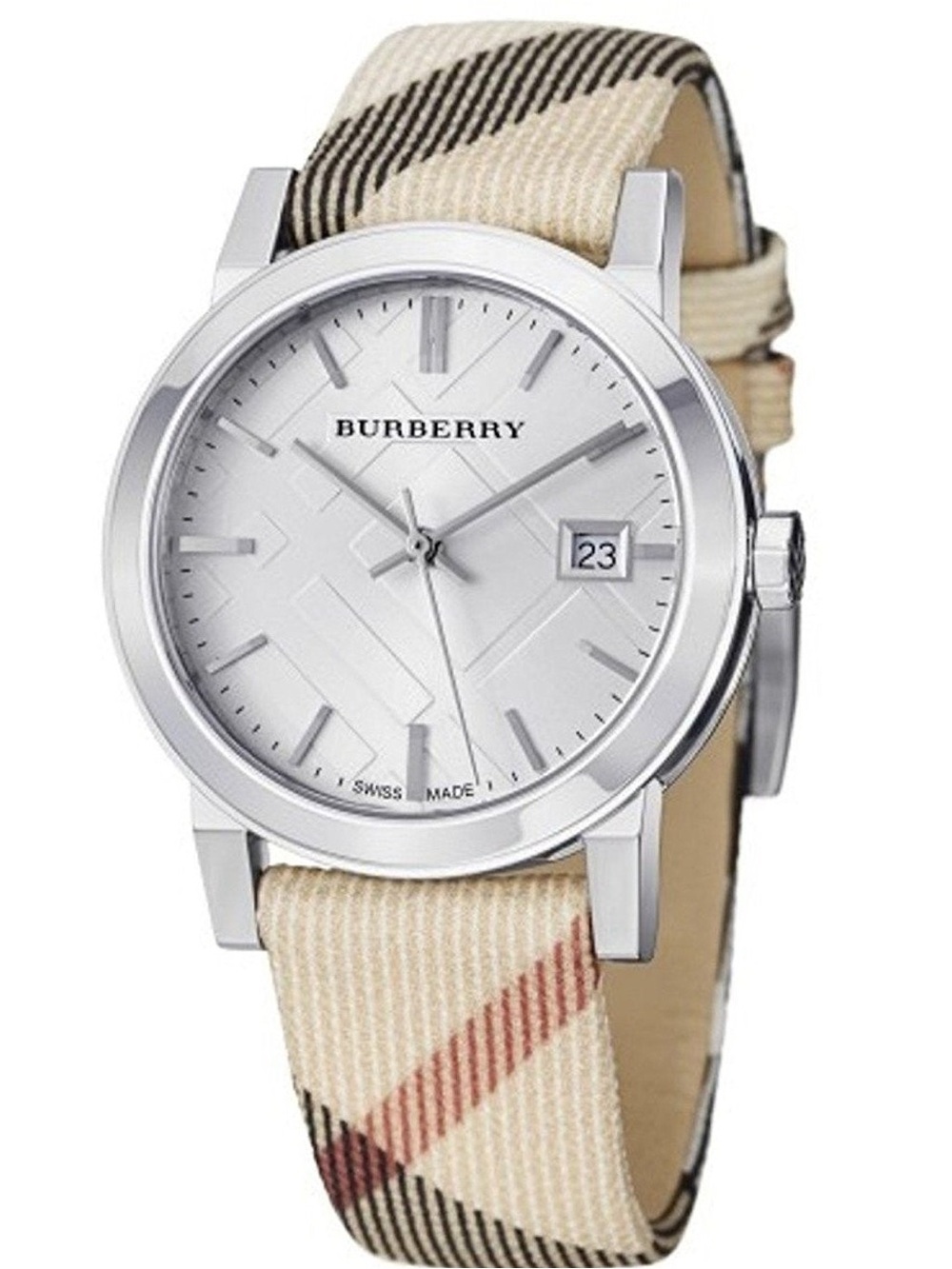 BURBERRY | Beige Check Strap Silver Dial Watch